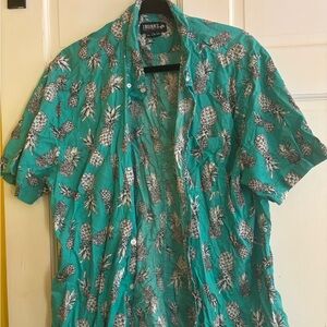 Trunks Surf & Swim Co. Green Pineapple Casual Button Down Shirt